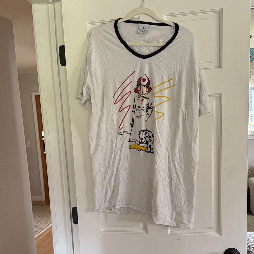 Women’s Nightgown White Firefighter Graphic